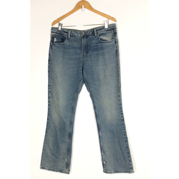 FRAME The Low Boot Jeans Biodegradable Distressed Denim Indigo Summit NWT Sz 32 - Picture 3 of 10